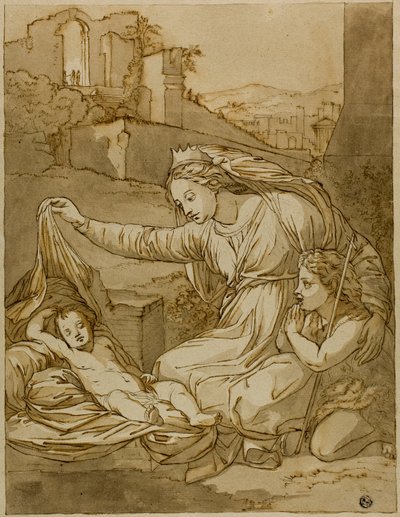 Vierge et Enfant Jésus endormi avec l