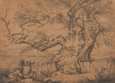 Vue lointaine du château de Windsor dans une tempête (Le grand chêne, château de Windsor au loin) - Raphael Lamar West