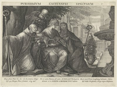Sainte famille avec Saint Benoît et Sainte Scholastique - Raphaël Sadeler (II)