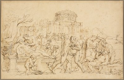 Bacchus et Ariane, avec Silène, Nymphes et Satyres - Raymond de Lafage