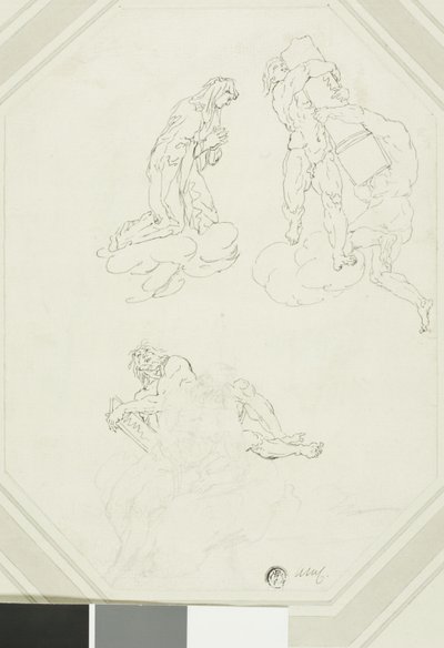 Vierge en prière et figures dans les nuages - Raymond de Lafage