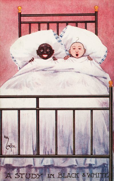 Enfants noirs et blancs dans un lit - Reg Carter