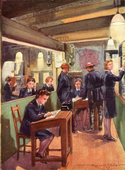 Salle de contrôle du Service national des incendies britannique en temps de guerre, Seconde Guerre mondiale - Reginald Mills
