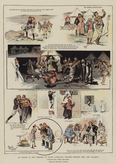 Un épisode de la progression de trois pèlerins des derniers jours, Tiddler, Tigg et Tallboys (chromolitho) - Reginald Thomas Cleaver