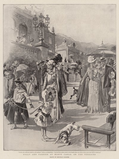 Folie et mode à Monte-Carlo, sur les terrasses (litho) - Reginald Thomas Cleaver