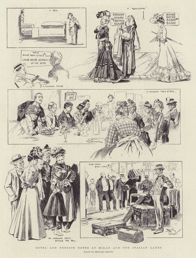 Notes sur les hôtels et pensions à Milan et sur les lacs italiens (litho) - Reginald Thomas Cleaver