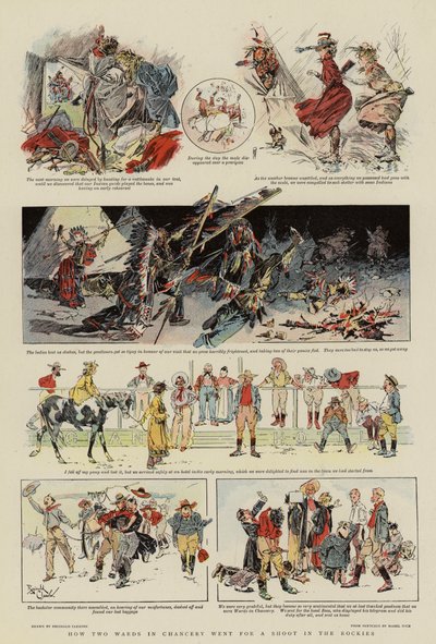 Comment deux pupilles de la chancellerie sont allés faire un tour dans les Rocheuses (lithographie couleur) - Reginald Thomas Cleaver