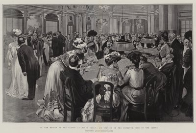 En pleine saison à Monte-Carlo, une soirée dans la salle de roulette du Casino (litho) - Reginald Thomas Cleaver