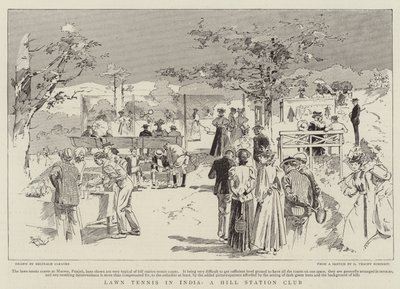 Lawn Tennis en Inde, un club de montagne (gravure) - Reginald Thomas Cleaver
