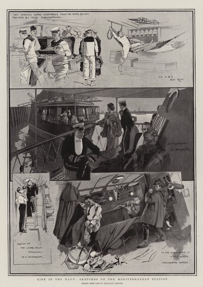 La vie dans la marine, croquis sur la station méditerranéenne (litho) - Reginald Thomas Cleaver