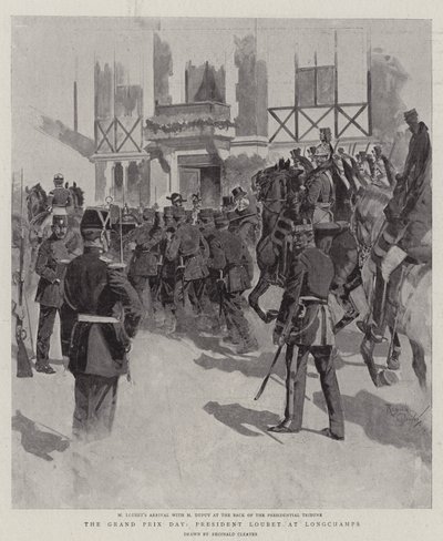 Le jour du Grand Prix, le Président Loubet à Longchamps (litho) - Reginald Thomas Cleaver