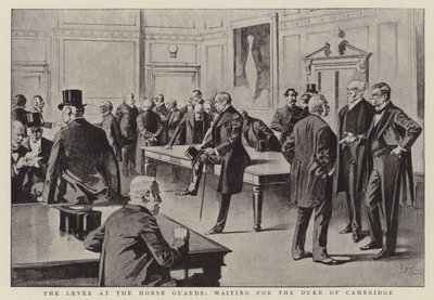 La digue des Horse Guards, en attendant le Duc de Cambridge (litho) - Reginald Thomas Cleaver