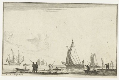 Eaux intérieures avec divers voiliers - Reinier Nooms