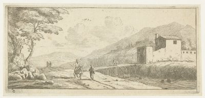 Paysage avec un homme sur un âne Divers Embarquements et autre Faicts - Reinier Nooms