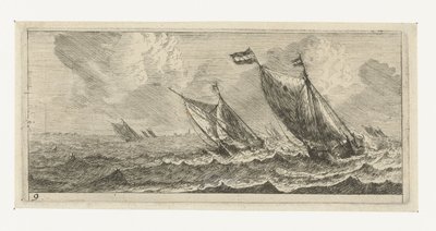 Bacs sur une mer agitée - Reinier Nooms