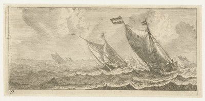 Bateaux sur une mer agitée - Reinier Nooms