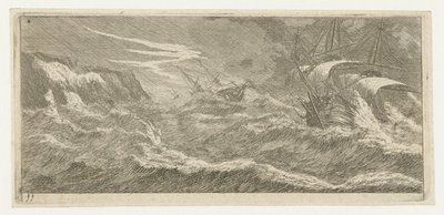 Voiliers dans une tempête en mer (série Divers Embarquements et autre Faicts) - Reinier Nooms