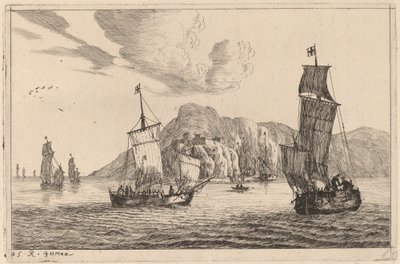 Scène de Port avec Arrière-plan Montagneux - Reinier Nooms, called Zeeman