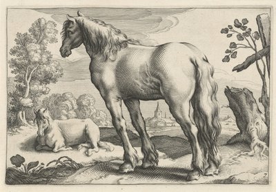 Paysage avec deux chevaux (Diversa Animalia Quadrupedia) - Reinier van Persijn