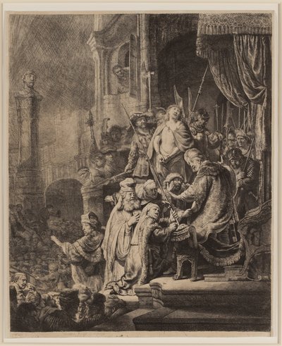 Christ devant Pilate : Grande plaque - Rembrandt van Rijn