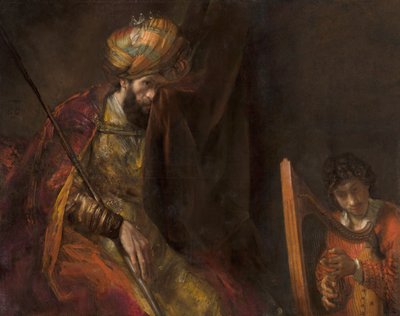 David jouant de la harpe devant Saül - Rembrandt van Rijn