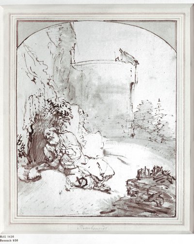Jonas aux murs de Ninive, Mésopotamie (dessin) - Rembrandt Harmensz. van Rijn