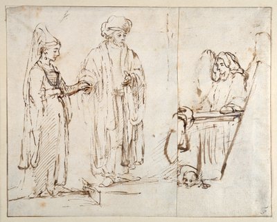 Laban amène Léa à Jacob, avec Jacob superposé par un fragment d