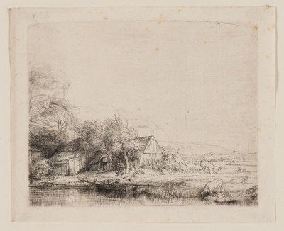 Paysage avec une vache buvant, c.1650 - Rembrandt Harmensz. van Rijn