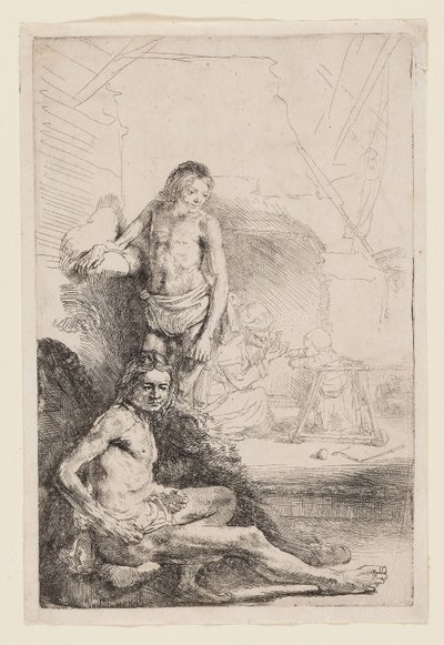 Nu masculin assis et debout, c.1646 - Rembrandt Harmensz. van Rijn