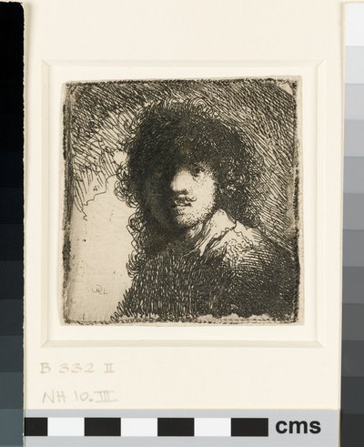 Autoportrait tête nue : buste, c.1629 - Rembrandt van Rijn