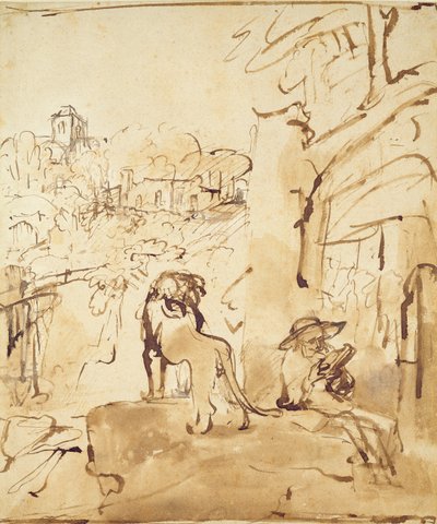 Saint Jérôme lisant dans un paysage - Rembrandt van Rijn