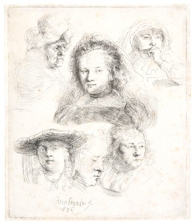 Études de la tête de Saskia et d