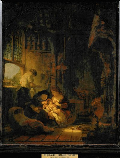 La Sainte Famille, également connue sous le nom de " La maison du charpentier " ... - Rembrandt Harmensz. van Rijn