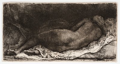 La femme nue, dormant avec ses fesses dans le vent - Rembrandt Harmensz. van Rijn