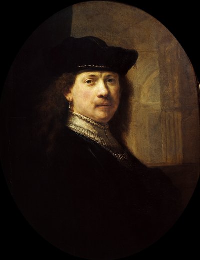 Autoportrait avec un fond architectural, vers 1639 - Rembrandt van Rhijn,