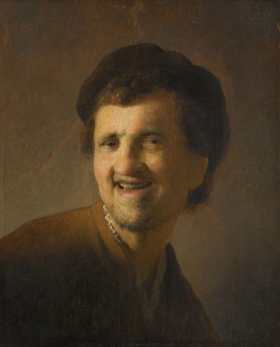 Jeune homme riant (buste) - Rembrandt van Rijn (circle of)