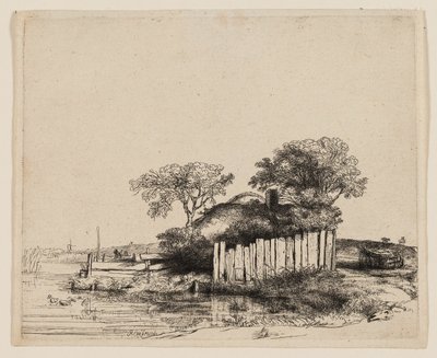 Cottage avec palissade blanche - Rembrandt van Rijn