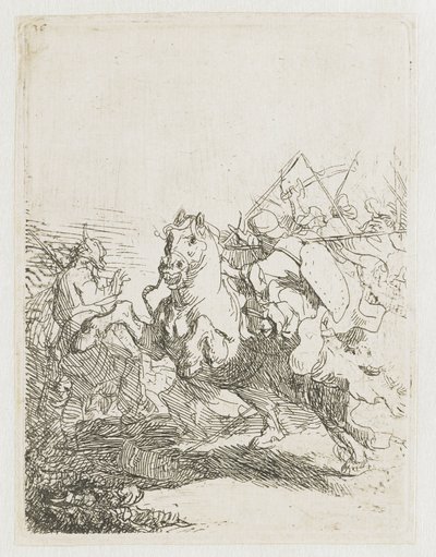 Un combat de cavalerie - Rembrandt van Rijn