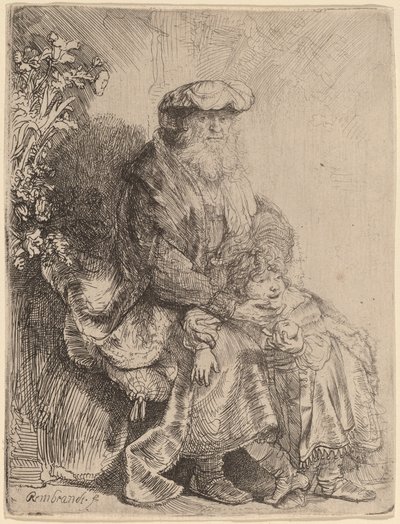 Abraham caressant Isaac - Rembrandt van Rijn