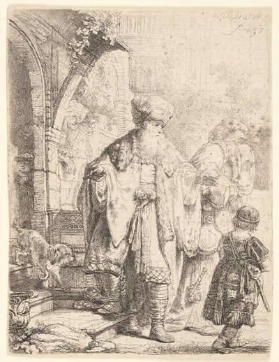 Abraham chassant Agar et Ismaël - Rembrandt van Rijn