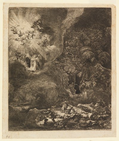 Ange apparaissant aux bergers - Rembrandt van Rijn