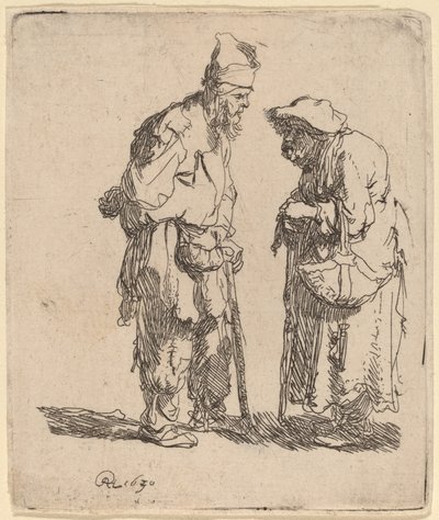 Mendiant et Mendiante Conversant - Rembrandt van Rijn