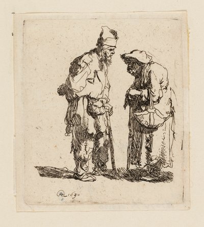Mendiant et mendiante conversant - Rembrandt van Rijn