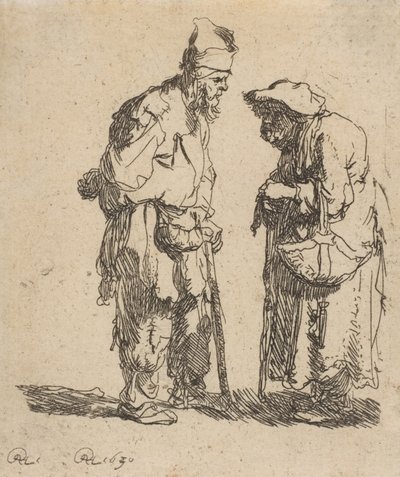 Mendiant et mendiante conversant - Rembrandt van Rijn