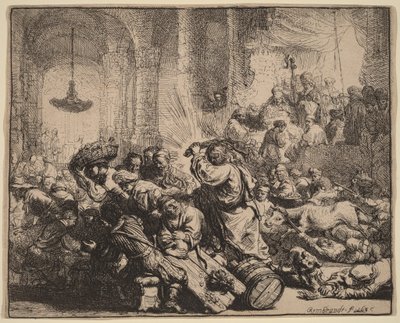 Le Christ chassant les changeurs du Temple - Rembrandt van Rijn