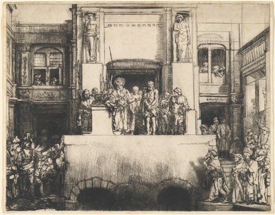 Le Christ présenté au peuple : assiette rectangulaire - Rembrandt van Rijn