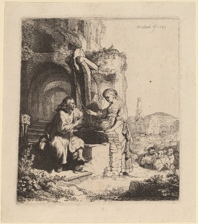 Christ et la femme de Samarie parmi les ruines - Rembrandt van Rijn