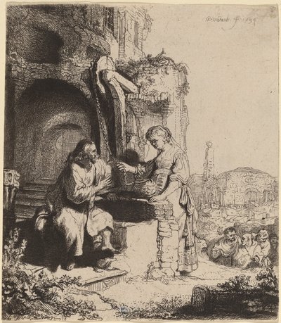 Christ et la femme de Samarie parmi les ruines - Rembrandt van Rijn
