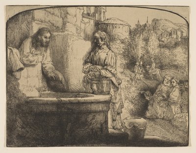 Le Christ et la femme de Samarie : une gravure en arc, 1658 - Rembrandt van Rijn