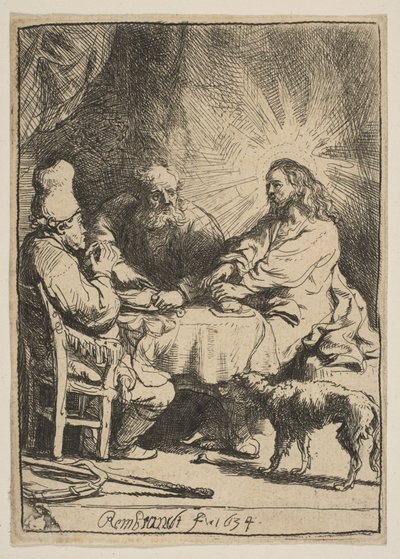 Le Christ à Emmaüs : La plus petite planche, 1634 - Rembrandt van Rijn